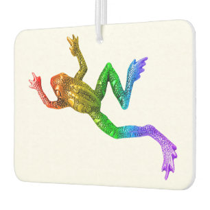 SlipperyJoe's rainbow coloured frog rendered sculp Car Air Freshener