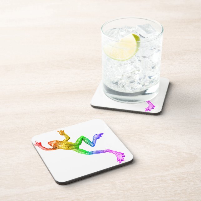 SlipperyJoe's rainbow coloured frog rendered sculp Coaster (Right Side)