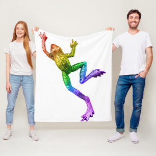 SlipperyJoe's rainbow coloured frog rendered sculp Fleece Blanket