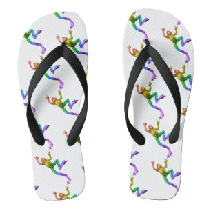 SlipperyJoe's rainbow coloured frog rendered sculp Flip Flops