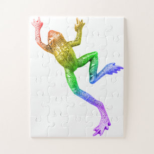 SlipperyJoe's rainbow coloured frog rendered sculp Jigsaw Puzzle