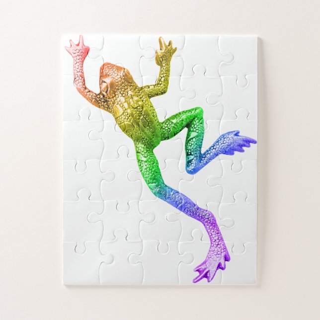 SlipperyJoe's rainbow coloured frog rendered sculp Jigsaw Puzzle (Vertical)