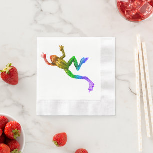 SlipperyJoe's rainbow coloured frog rendered sculp Napkin