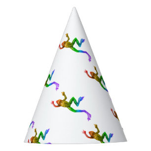 SlipperyJoe's rainbow coloured frog rendered sculp Party Hat