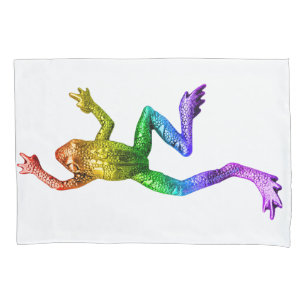 SlipperyJoe's rainbow coloured frog rendered sculp Pillowcase
