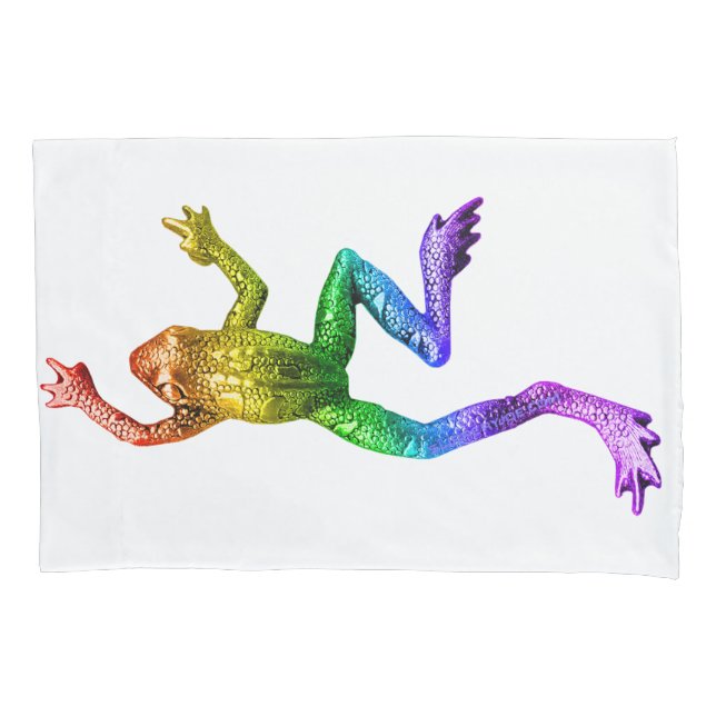 SlipperyJoe's rainbow coloured frog rendered sculp Pillowcase (Front)