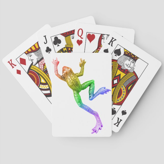 SlipperyJoe's rainbow coloured frog rendered sculp Playing Cards (Back)