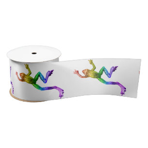 SlipperyJoe's rainbow coloured frog rendered sculp Satin Ribbon
