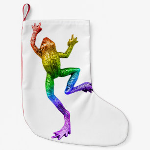 SlipperyJoe's rainbow coloured frog rendered sculp Small Christmas Stocking