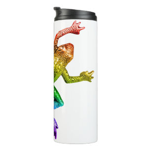 SlipperyJoe's rainbow coloured frog rendered sculp Thermal Tumbler