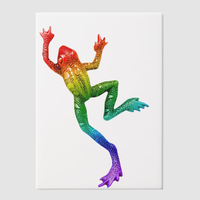 SlipperyJoe's rainbow coloured frog rendered sculp Vellum Invitations (Front)
