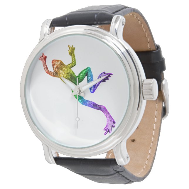 SlipperyJoe's rainbow coloured frog rendered sculp Watch (Angled)