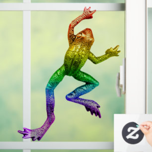 SlipperyJoe's rainbow coloured frog rendered sculp Window Cling