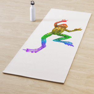 SlipperyJoe's rainbow coloured frog rendered sculp Yoga Mat