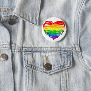 SlipperyJoe's rainbow coloured heart scribbled swi 6 Cm Round Badge