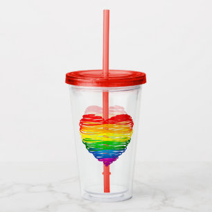 SlipperyJoe's rainbow coloured heart scribbled swi Acrylic Tumbler