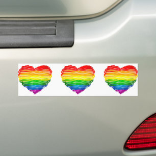 SlipperyJoe's rainbow coloured heart scribbled swi Bumper Sticker