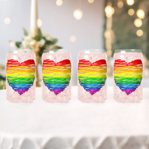 SlipperyJoe's rainbow coloured heart scribbled swi Can Glass