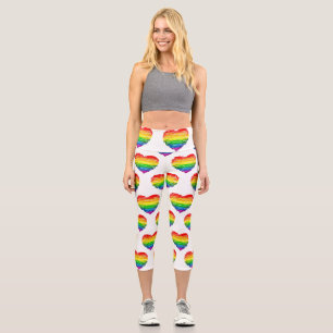 SlipperyJoe's rainbow coloured heart scribbled swi Capri Leggings