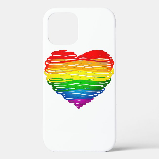 SlipperyJoe's rainbow coloured heart scribbled swi Case-Mate iPhone Case (Back)