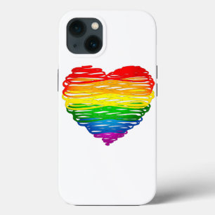 SlipperyJoe's rainbow coloured heart scribbled swi iPhone 13 Case
