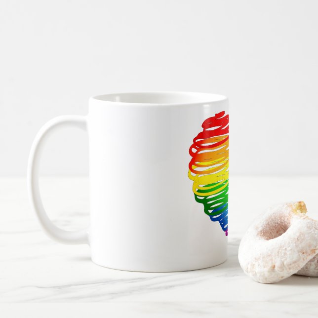 SlipperyJoe's rainbow coloured heart scribbled swi Coffee Mug (With Donut)