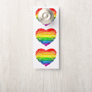SlipperyJoe's rainbow coloured heart scribbled swi Door Hanger