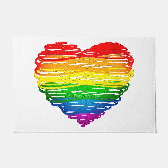 SlipperyJoe's rainbow coloured heart scribbled swi Doormat (Front)