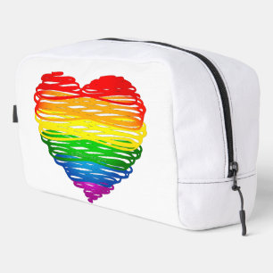 SlipperyJoe's rainbow coloured heart scribbled swi Dopp Kit