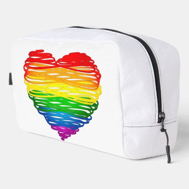 SlipperyJoe's rainbow coloured heart scribbled swi Dopp Kit (Right Corner)