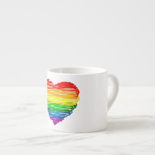SlipperyJoe's rainbow coloured heart scribbled swi Espresso Cup