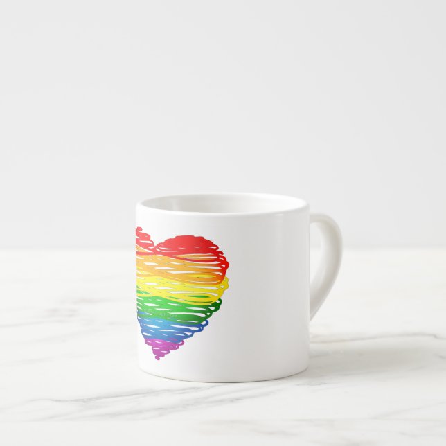SlipperyJoe's rainbow coloured heart scribbled swi Espresso Cup (Front Right)
