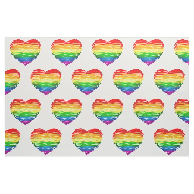 SlipperyJoe's rainbow coloured heart scribbled swi Fabric (Yard)