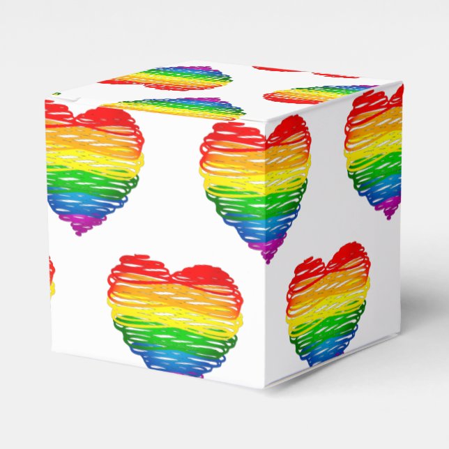 SlipperyJoe's rainbow coloured heart scribbled swi Favour Box (Front Side)