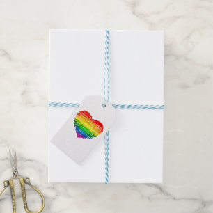 SlipperyJoe's rainbow coloured heart scribbled swi Gift Tags