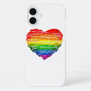 SlipperyJoe's rainbow coloured heart scribbled swi iPhone 16 Plus Case