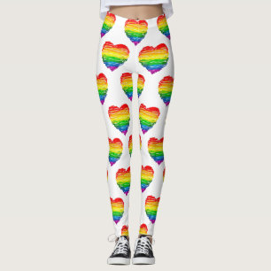 SlipperyJoe's rainbow coloured heart scribbled swi Leggings
