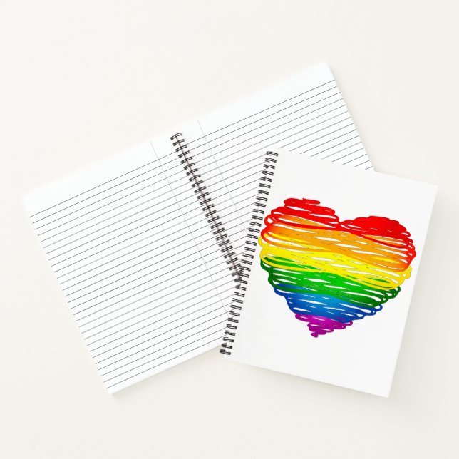 SlipperyJoe's rainbow coloured heart scribbled swi Notebook (Inside)