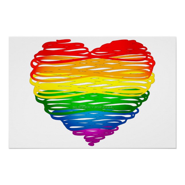 SlipperyJoe's rainbow coloured heart scribbled swi Poster (Front)