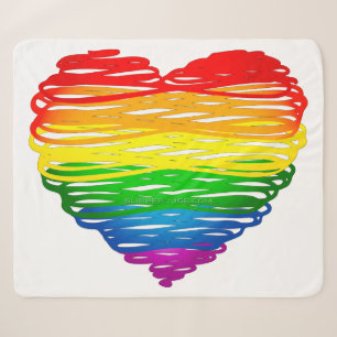 SlipperyJoe's rainbow coloured heart scribbled swi Sherpa Blanket
