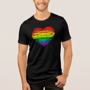 SlipperyJoe's rainbow coloured heart scribbled swi Tri-Blend Shirt