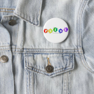 SlipperyJoe's rainbow coloured pride sign bursts w 6 Cm Round Badge