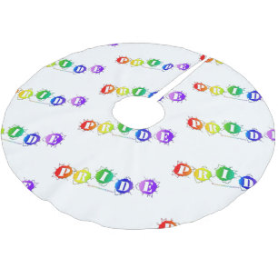 SlipperyJoe's rainbow coloured pride sign bursts w Brushed Polyester Tree Skirt