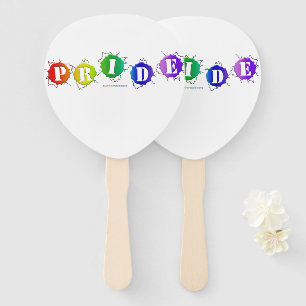 SlipperyJoe's rainbow coloured pride sign bursts w Hand Fan
