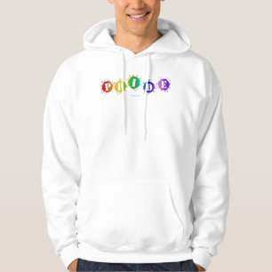 SlipperyJoe's rainbow coloured pride sign bursts w Hoodie