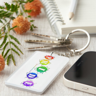 SlipperyJoe's rainbow coloured pride sign bursts w Key Ring