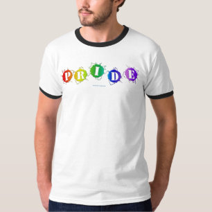 SlipperyJoe's rainbow coloured pride sign bursts w T-Shirt