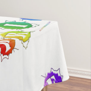 SlipperyJoe's rainbow coloured pride sign bursts w Tablecloth