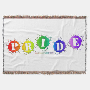 SlipperyJoe's rainbow coloured pride sign bursts w Throw Blanket