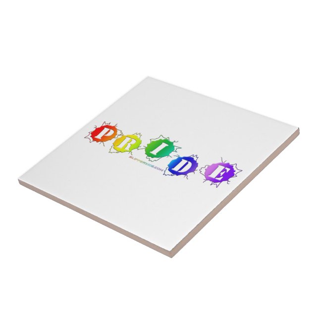 SlipperyJoe's rainbow coloured pride sign bursts w Tile (Side)